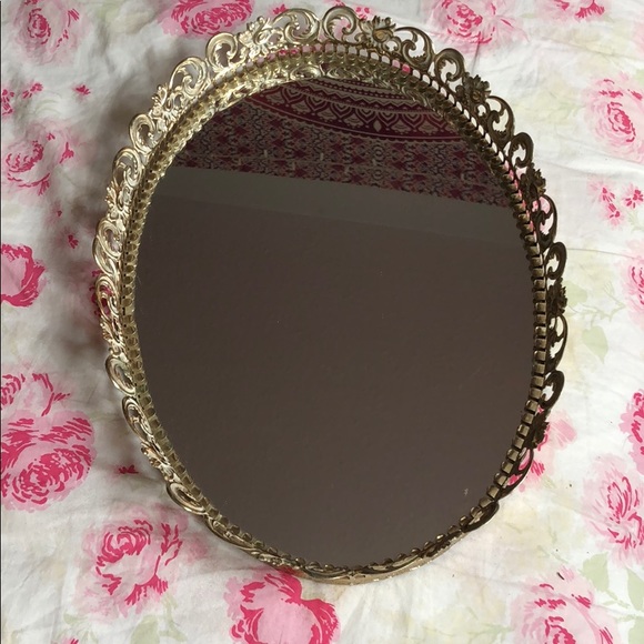 Storage & Organization Vintage Mirrored Vanity Tray Table Poshmark